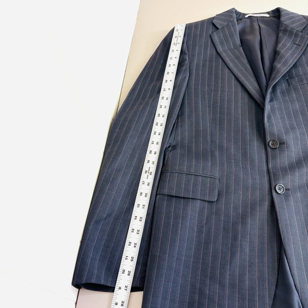 Burberry London Blazer Size 40 Long Black Pinstripe Worsted Wool 2 Button - Picture 8 of 10